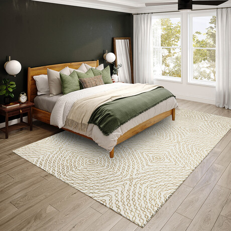 Bravado Patterned Chain Link Linen // Power Loomed (1'8" x 2'6"   Throw/Accent Rug)