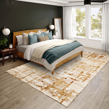 Bravado Abstract Crosshatch Caramel // Power Loomed (1'8" x 2'6" Throw/Accent Rug)