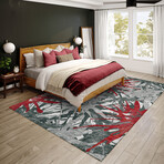 Bravado Abstract Starburst Red // Power Loomed (1'8" x 2'6" Throw/Accent Rug)
