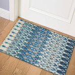 Bravado Geometric Ikat Seaglass // Power Loomed (1'8" x 2'6" Throw/Accent Rug)