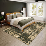 Bravado Abstract Crosshatch Earth // Power Loomed (1'8" x 2'6" Throw/Accent Rug)
