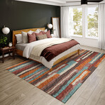 Bravado Abstract Striped Paprika // Power Loomed (1'8" x 2'6" Throw/Accent Rug)