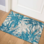 Bravado Abstract Starburst Blue // Power Loomed (1'8" x 2'6" Throw/Accent Rug)