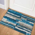 Bravado Abstract Striped Blue // Power Loomed (1'8" x 2'6" Throw/Accent Rug)