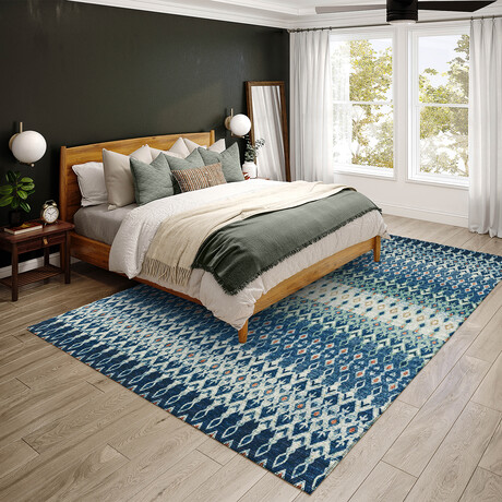 Bravado Geometric Ikat Seaglass // Power Loomed (1'8" x 2'6" Throw/Accent Rug)