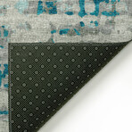 Bravado Abstract Crosshatch Peacock // Power Loomed (1'8" x 2'6" Throw/Accent Rug)