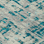 Bravado Abstract Crosshatch Peacock // Power Loomed (1'8" x 2'6" Throw/Accent Rug)