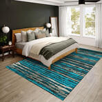 Bravado Abstract Striped Peacock // Power Loomed (1'8" x 2'6" Throw/Accent Rug)
