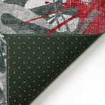 Bravado Abstract Starburst Red // Power Loomed (1'8" x 2'6" Throw/Accent Rug)