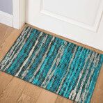 Bravado Abstract Striped Peacock // Power Loomed (1'8" x 2'6" Throw/Accent Rug)