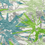 Bravado Abstract Starburst Green // Power Loomed (1'8" x 2'6" Throw/Accent Rug)