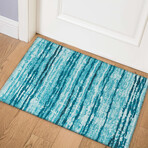 Bravado Abstract Striped Blue Waves // Power Loomed (1'8" x 2'6" Throw/Accent Rug)