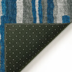 Bravado Abstract Striped Blue // Power Loomed (1'8" x 2'6" Throw/Accent Rug)