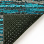 Bravado Abstract Striped Peacock // Power Loomed (1'8" x 2'6" Throw/Accent Rug)