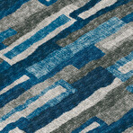 Bravado Abstract Striped Blue // Power Loomed (1'8" x 2'6" Throw/Accent Rug)