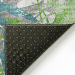 Bravado Abstract Starburst Green // Power Loomed (1'8" x 2'6" Throw/Accent Rug)