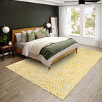 Bravado Patterned Chain Link Gilded // Power Loomed (1'8" x 2'6"   Throw/Accent Rug)