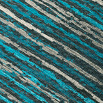 Bravado Abstract Striped Peacock // Power Loomed (1'8" x 2'6" Throw/Accent Rug)