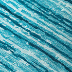 Bravado Abstract Striped Blue Waves // Power Loomed (1'8" x 2'6" Throw/Accent Rug)
