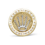 Solid 10k Yellow Gold Two Tone Medallion CZ Crown + Textured Ring// Size 10.5