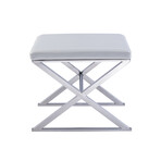 Luxe Upholstered Metal Bench (Ivory)