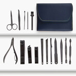 16-in-1 Leather Manicure Set // Blue