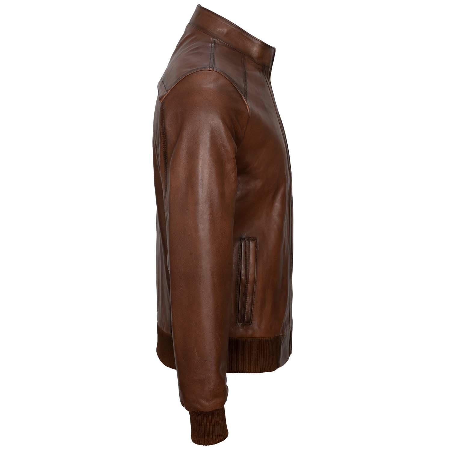 Mock Neck Bomber Jacket // Light Brown (M) - Upper Project Leather ...