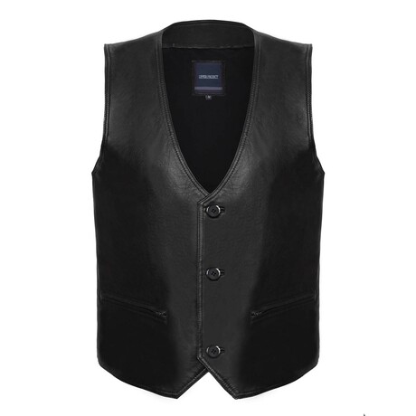 Jeremy Leather Vest // Black (2XL)