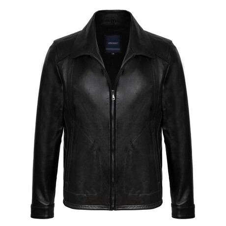 Regular Fit // Cattleman Leather Jacket // Black (S)