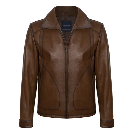 August Leather Jacket // Brown (S)