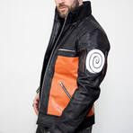 Naruto Shippiden Leather jacket // Black + Orange (L)