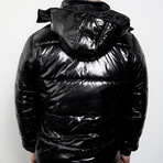 Crystal Shiny Puffer Jacket // Black (XS)