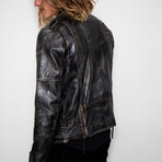 Hand-Painted Steampunk Leather Jacket // Gold + Black (XL)