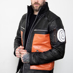 Naruto Shippiden Leather jacket // Black + Orange (2XL)