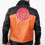 Naruto Shippiden Leather jacket // Black + Orange (2XL)