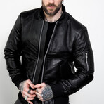 Classic Leather Bomber Jacket // Black (XS)