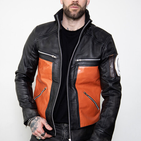 Naruto Shippiden Leather jacket // Black + Orange (XS)