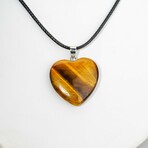 Tiger Eye Heart Pendant on Black Cord