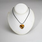 Tiger Eye Heart Pendant on Black Cord