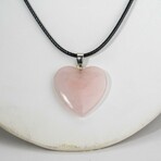 Rose Quartz Heart Pendant on Black Cord