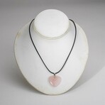 Rose Quartz Heart Pendant on Black Cord