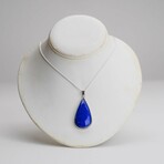 Genuine Lapis Lazuli Pendant With 18" Sterling Silver Chain With Velvet Pouch // 7.2g