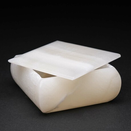  White Banded Onyx Box with Lid // 1.3lb