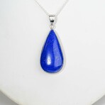 Genuine Lapis Lazuli Pendant With 18" Sterling Silver Chain With Velvet Pouch // 8g