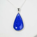 Genuine Lapis Lazuli Pendant With 18" Sterling Silver Chain With Velvet Pouch // 7.2g