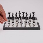 Small Italian Style Onyx Chess Set // Black + White