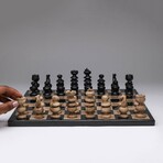 Large English Style Onyx Chess Set // Black + Natural