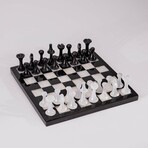 Small Italian Style Onyx Chess Set // Black + White