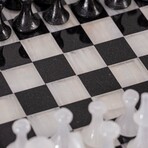 Small Italian Style Onyx Chess Set // Black + White