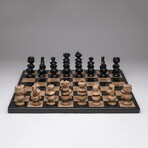 Large English Style Onyx Chess Set // Black + Natural